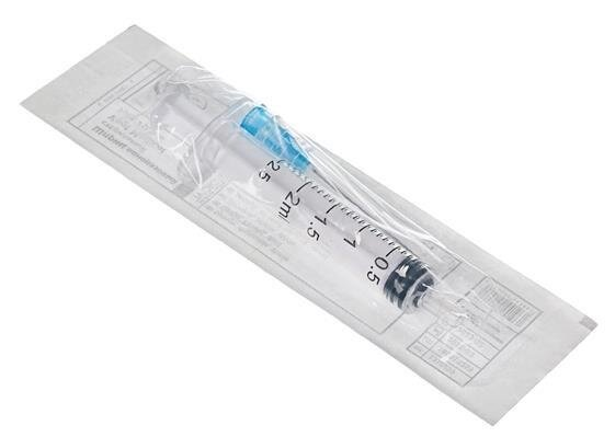 Шприц 2 мл Vogt Medical 3-х компонентний з голкою 23G (0,6 мм x 30 мм), 1 штука