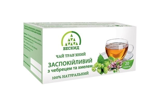 Чай трав'яний Бескид Заспокійливий з чебрецем і хмелем по 1,5 г №20 у філ.-пак.