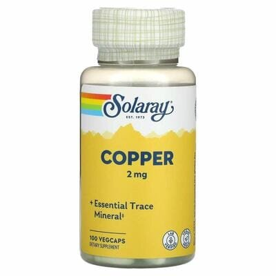 Мідь Solaray Copper 2 мг, 100 капсул