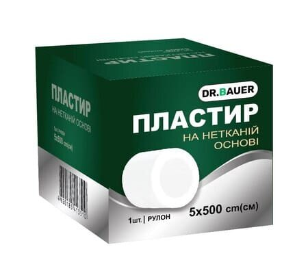 Пластир медичний Dr. Bauer на нетканій основі, котушка, 5 х 500 см, 1 штука