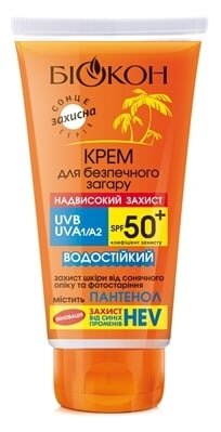 Крем Біокон Надвисокий захист, SPF 50 +, для безпечної засмаги, 160 мл