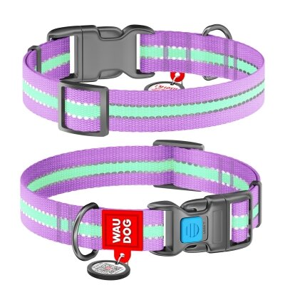 Нашийник Collar 45629 WAUDOG Nylon світлонакопичувальний, ширина 15 мм, довжина 23-35 см, фіолетовий