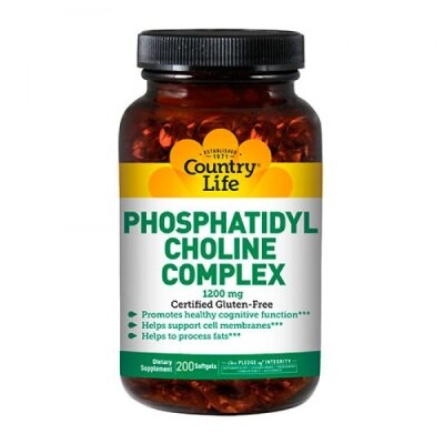 Соєвий лецитин Country Life Фосфатидилхолін комплекс (Phosphatidyl Choline Complex) 1200 мг, 200 капсул