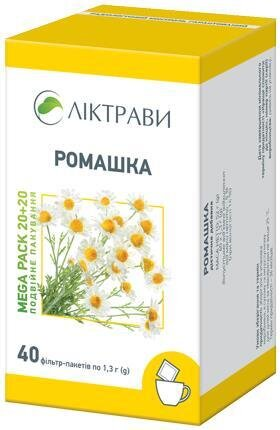 Ромашка фіточай по 1.3 г №40 (20+20) у філ.-пакетах.