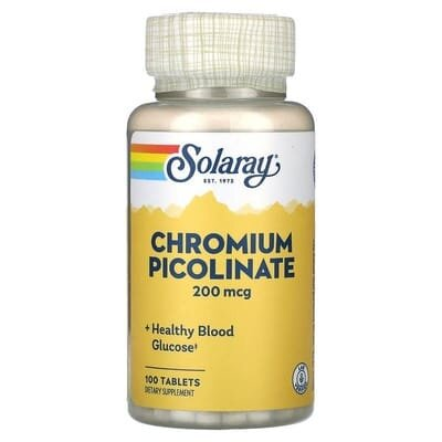 Хром піколінат Solaray Chromium Picolinate 200 мкг, 100 таблеток