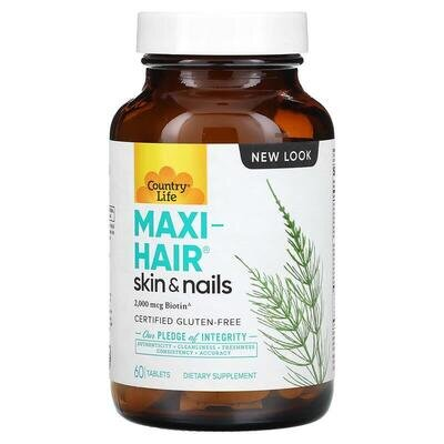 Вітаміни для волосся, шкіри та нігтів Country Life Maxi Hair skin & nails, 60 таблеток