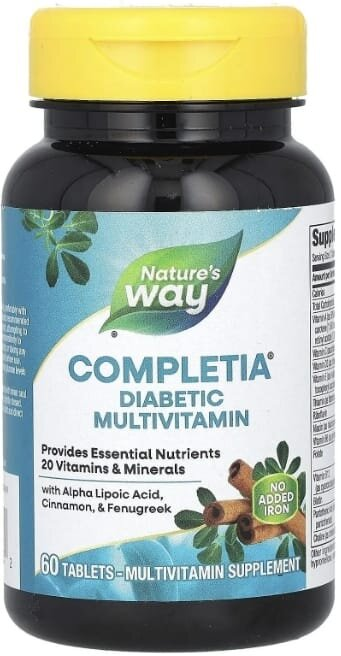 Мультивітаміни для діабетиків Nature's Way Completia Diabetic MultiVitamin без заліза, 60 таблеток