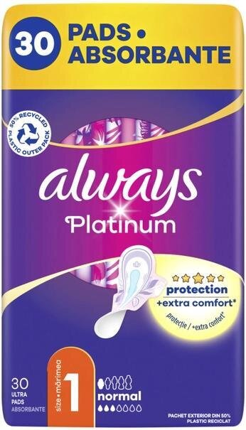 Прокладки гігієнічні Always Platinum Normal, 3 краплі, 1 розмір, 30 шт