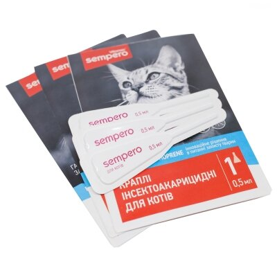 Краплі на холку Vitomax Sempero від бліх і кліщів для котів від 2-х кг, 0,5 мл