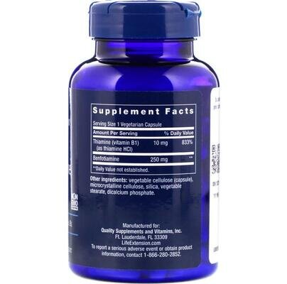 Бенфотіамін Мега Life Extension Mega Benfotiamine 250 мг, 120 капсул