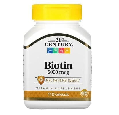 Біотин 21st Century Biotin 5000 мкг, 110 капсул