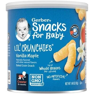 Палички Gerber Lil' Crunchies для дітей з 8 місяців зі смаком ванілі та кленового сиропу, 42 г