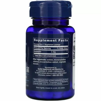 Мелатонін Life Extension Melatonin вегетаріанські льодяники по 3 мг №60