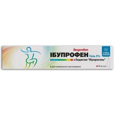 Ібупрофен Гель 5% з бодягою "Ібупрогель" Fidem Pharm по 50 мл у тубах
