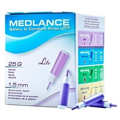 Ланцети Medlance Plus Lite медичні стерильні G25 (фіолетові), 200 штук