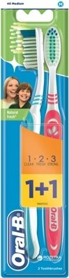 Набір зубних щіток Oral-B 1+1 1-2-3 Натуральна свіжість 40 середньої жорсткості