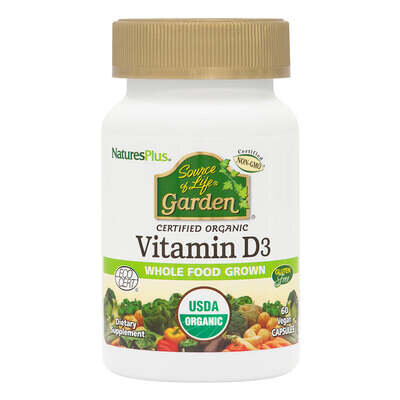 Органічний вітамін D3 Nature's Plus Source of Life Garden D3 5000 IU, 60 капсул