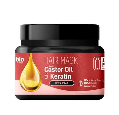 Маска для волосся Bio Naturell Black Castor Oil & Keratin Ультравідновлення, 295 мл