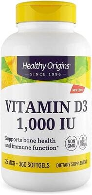 Вітамін Д3 Healthy Origins Vitamin D3 1000 МО, 360 капсул