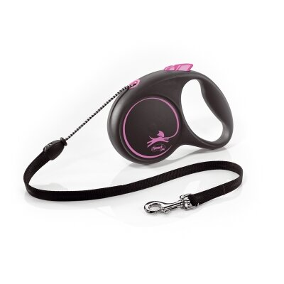 Повідець-рулетка Flexi Black Design M трос 5м/20кг рожевий 33418