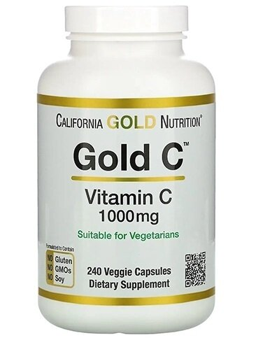 Вітамін C California Gold Nutrition Gold C 1000 мг, 240 капсул