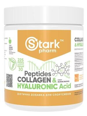 Пептиди колагену та гіалуронова кислота Stark Pharm Collagen Peptides & Hyaluronic Acid, зелене яблуко, 225 г