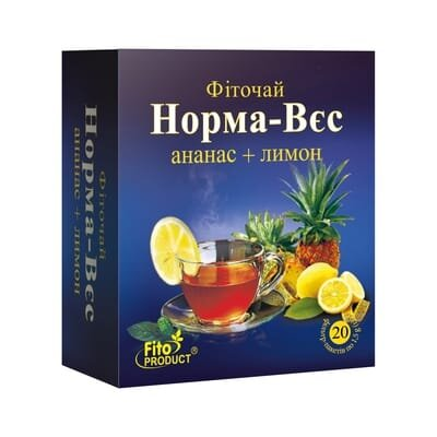 Фіточай Фітопродукт №4 Норма-вага ананас та лимон по 1.5 г №20 у філ.-пак.