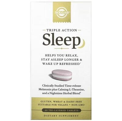 Потрійна дія для сну Solgar Triple Action Sleep таблетки №60