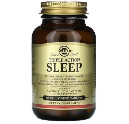 Потрійна дія для сну Solgar Triple Action Sleep таблетки №60