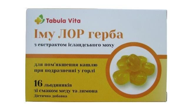 Іму Лор герба Табула Віта з екстрактом ісландського моху зі смаком меду та лимона льодяники №16