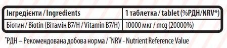 Біотин Sporter Biotin 10000 мкг, 60 таблеток