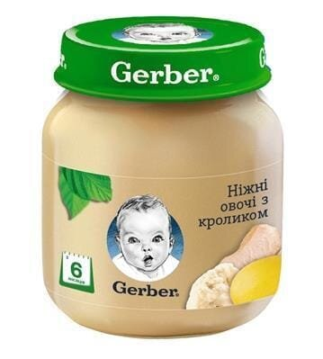 Пюре м'ясо-овочеве Gerber Ніжні овочі з кроликом (цвітна капуста, кролик), 130 г