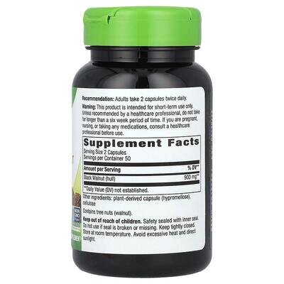 Шкаралупа чорного горіха Nature`s Way Black Walnut Hulls, 100 вегетеріанських капсул