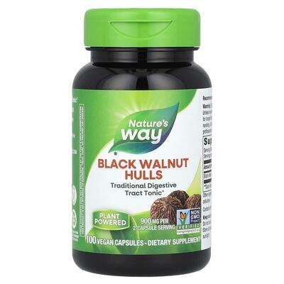 Шкаралупа чорного горіха Nature`s Way Black Walnut Hulls, 100 вегетеріанських капсул