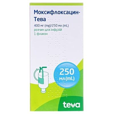 Моксифлоксацин-Тева розчин д/інф. 400 мг/250 мл по 250 мл у флак.