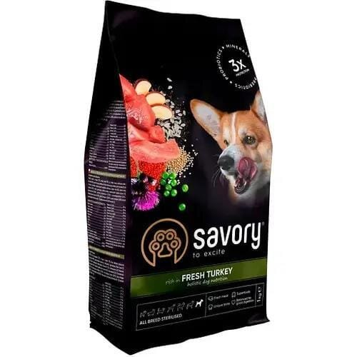 Корм сухий для стерилізованих собак Savory з індичкою, 1 кг