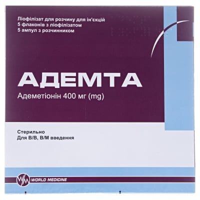Адемта ліофілізат для р-ну д/ін. по 400 мг №5 у флак. з р-ком