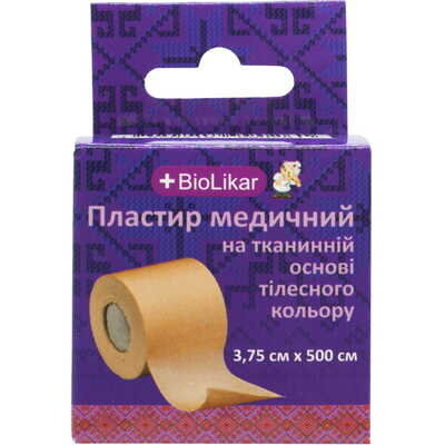 Пластир медичний Biolikar на тканинній основі тілесний 3,75 см x 500 см