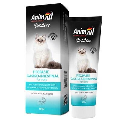 Фітопаста для котів AnimAll VetLine Fitopaste Gastro-intestinal для нормалізації роботи шлунково-кишкового тракту у котів, 100 г