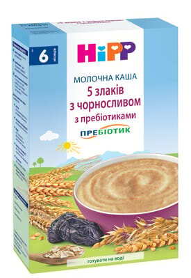 Каша молочна HiPP з пребіотиками 5 злаків з чорносливом, з 6 місяців, 250 г