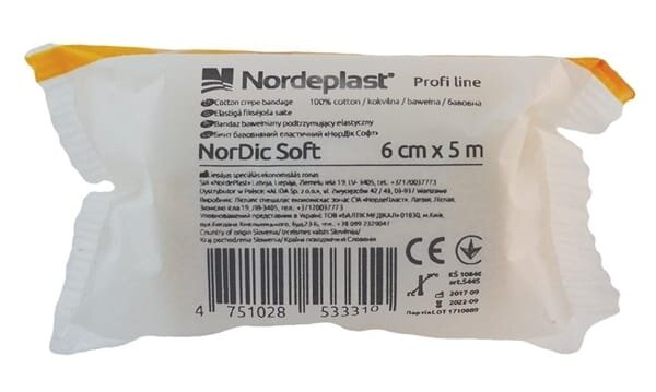 Бинт еластичний Nordeplast НорДік Софт бавовняний 6 см х 5 м