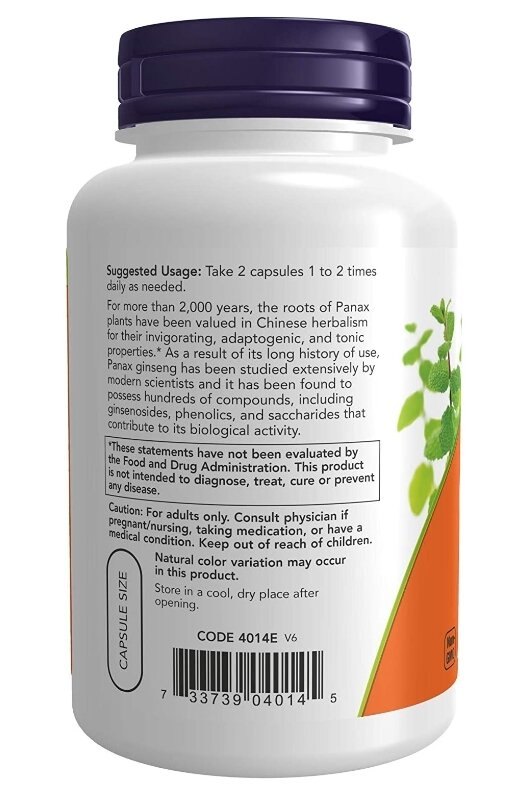 Женьшень NOW Panax Ginseng 500 мг вег. капсули №250