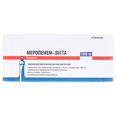 Меропенем-Віста порошок д/приг. р-ну д/ін. по 1000 мг №10 у флак.