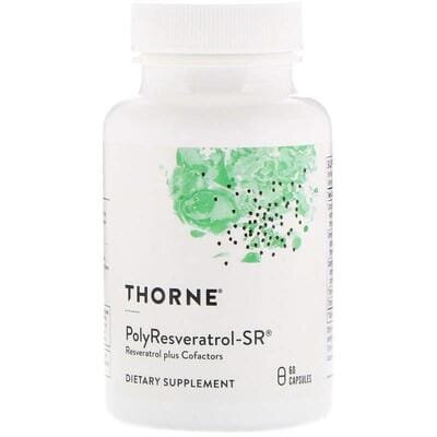 Ресвератрол, Птеростільбен, Куркумін Thorne Research PolyResveratrol-SR, 60 капсул