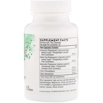 Ресвератрол, Птеростільбен, Куркумін Thorne Research PolyResveratrol-SR, 60 капсул
