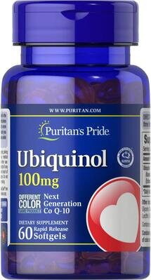 Убіхінол Puritan's Pride Ubiquinol 100 мг, 60 гелевих капсул
