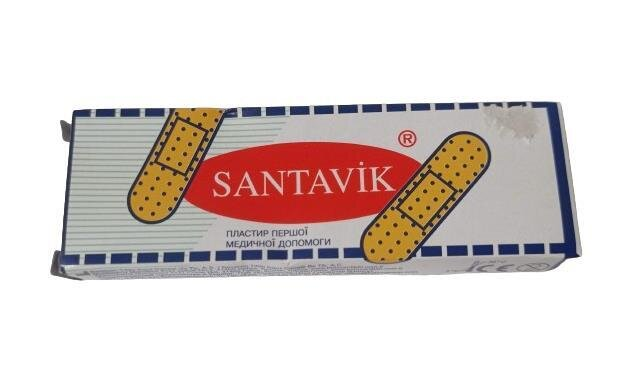 Пластир бактерицидний Santavik на тканинній основі 1,9 см х 7,2 см, 10 штук