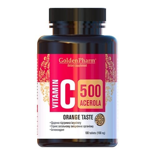 Вітамін С Golden Farm Ацерола таблетки зі смаком апельсина №100