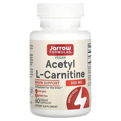 Ацетил-L-карнітин Jarrow Formulas Acetyl L-Carnitine 500 мг, 60 рослинних капсул