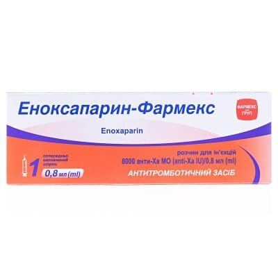 Еноксапарин-Фармекс розчин д/ін. 10000 анти-Ха МО/мл (8000 анти-Ха МО) по 0.8 мл №1 у шпр.